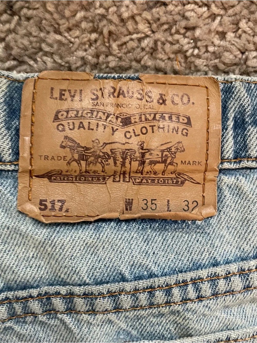 Vtg Levis 517 Orange Tab Jeans Size 35x32 (Actual 34x31) Faded Distressed USA
